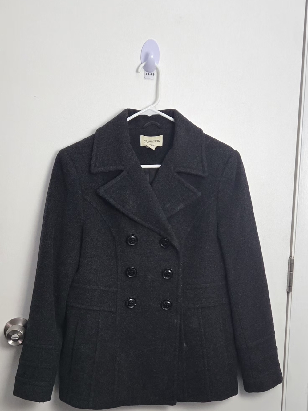 St. John's Bay Women's Double-Breasted Peacoat - Black